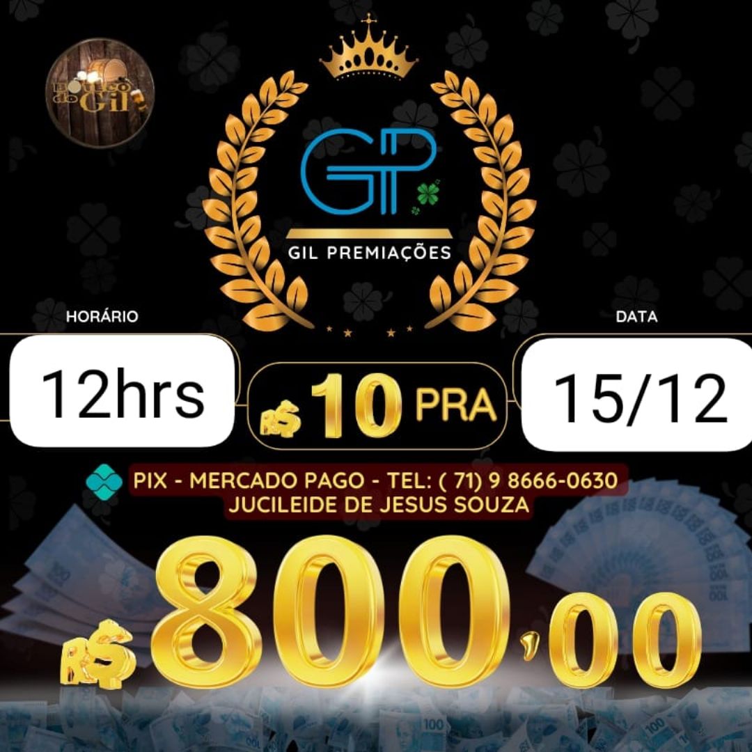 RIFA 10 PRA 800 BAHIA 15/12 12HORAS