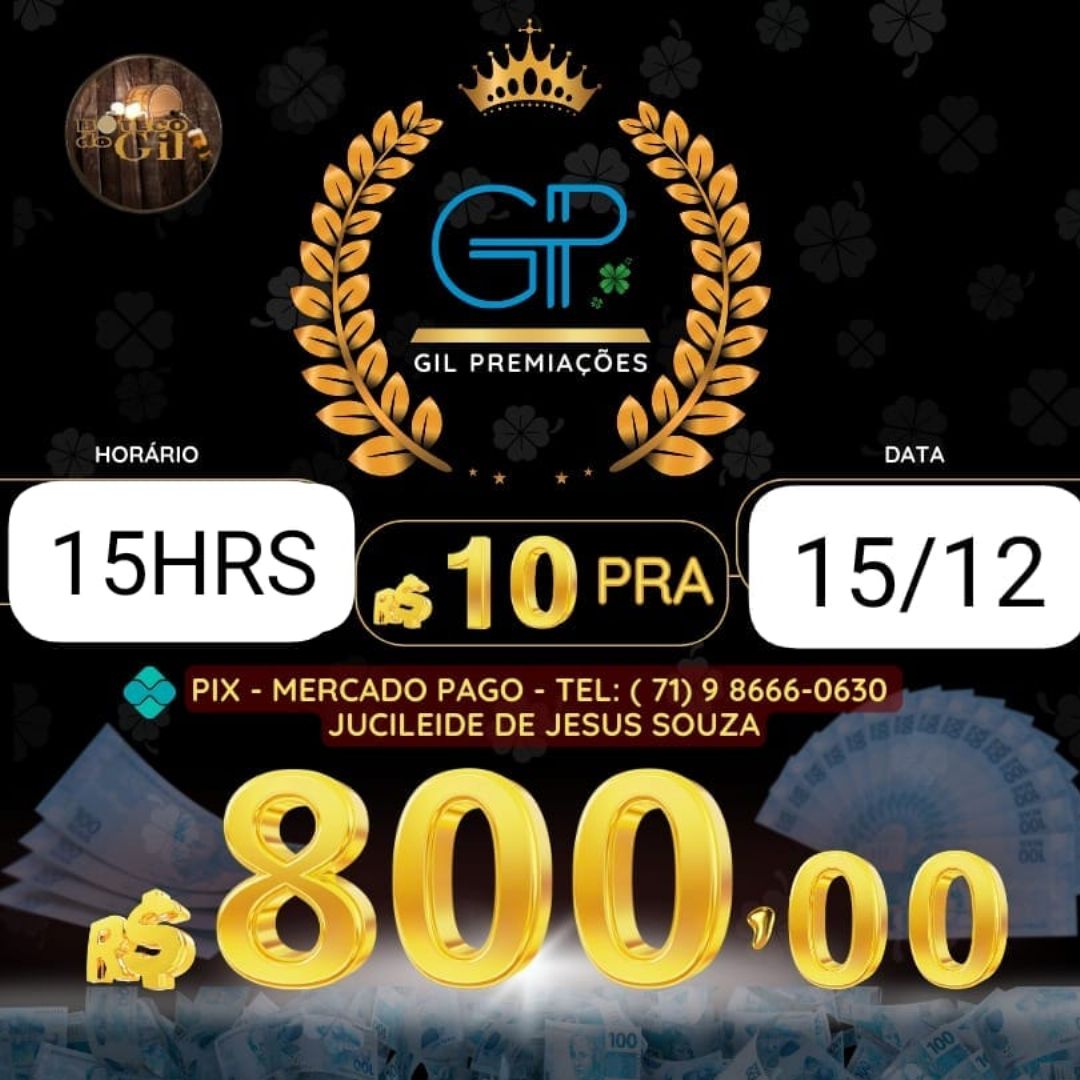 RIFA 10 PRA 800 BAHIA 15/12 15HORAS