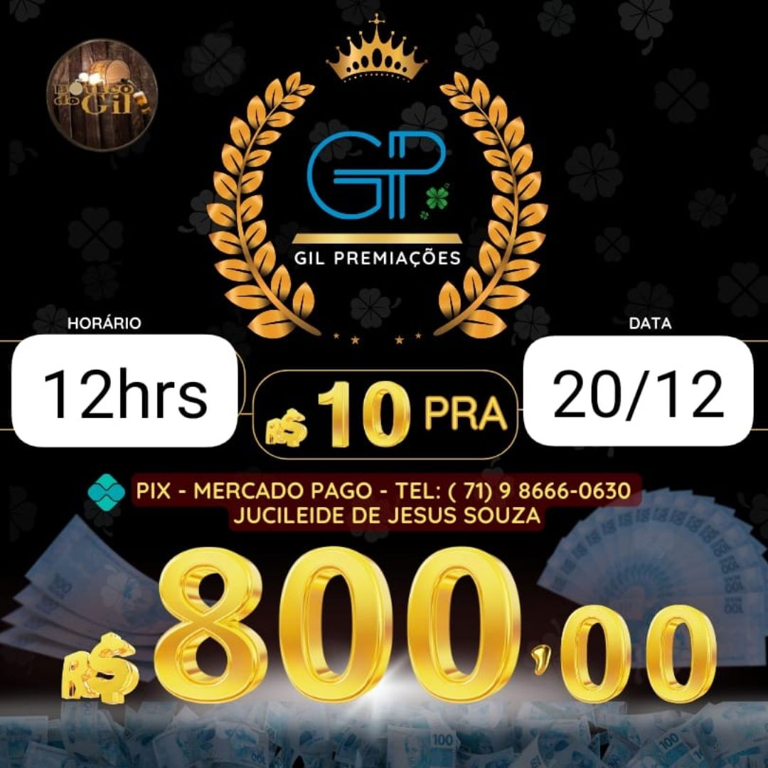 RIFA 10 PRA 800 BAHIA 20/12 12HORAS