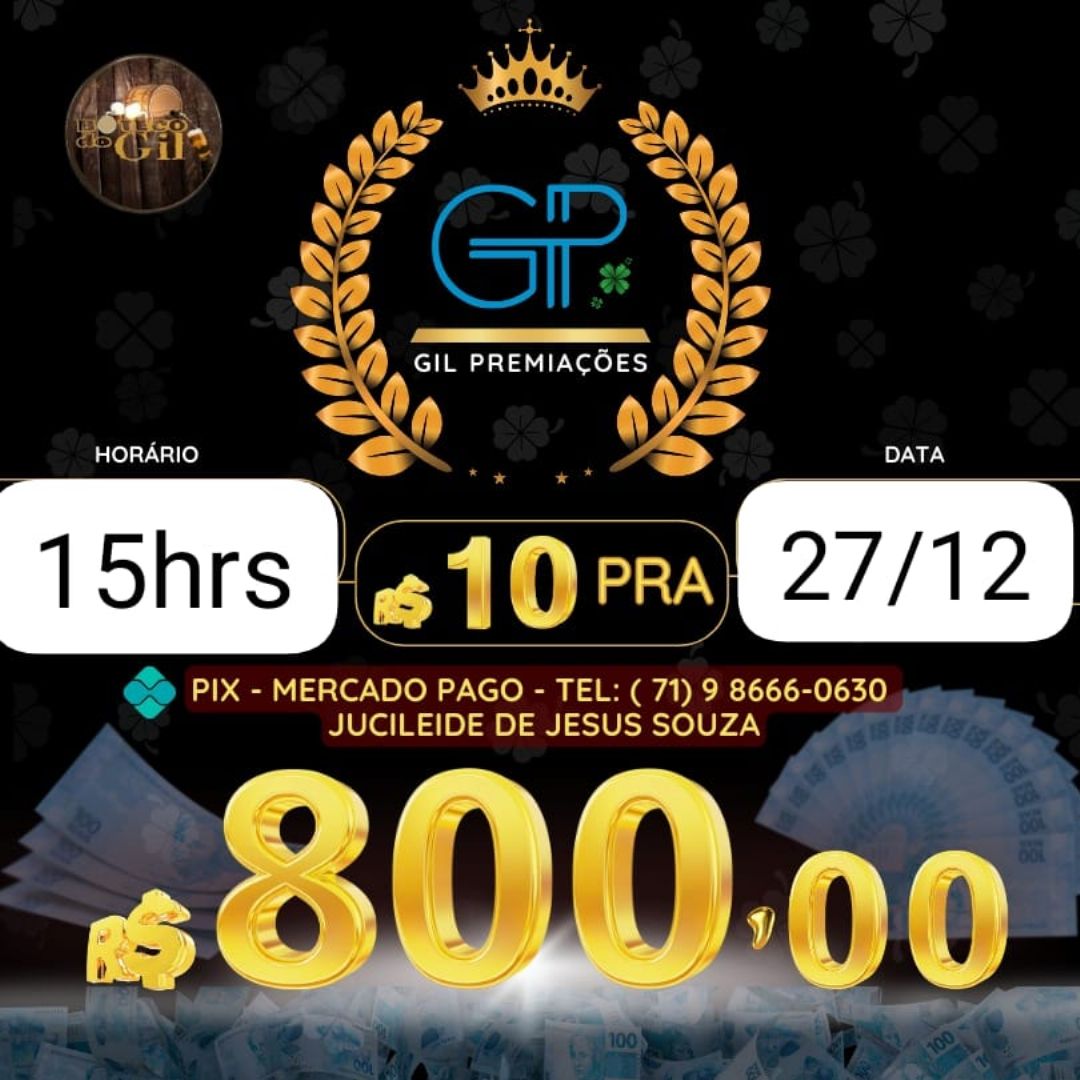 RIFA 10 PRA 800 BAHIA 27/12 15HORAS